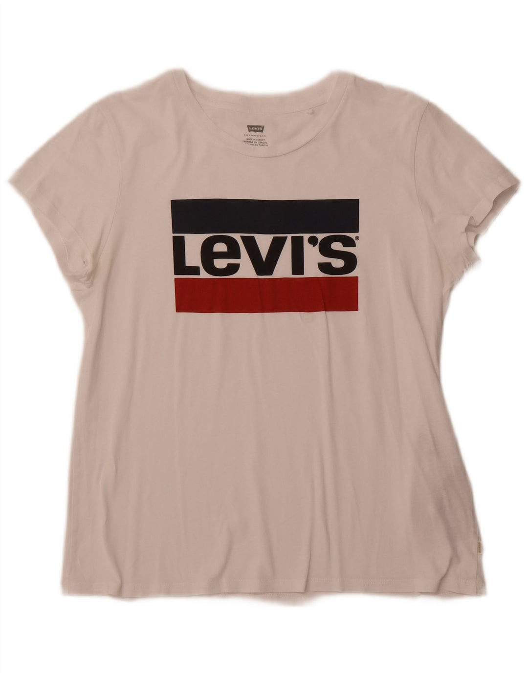 LEVI'S Grafisk T-shirt top til kvinder UK 12 Medium hvid bomuld