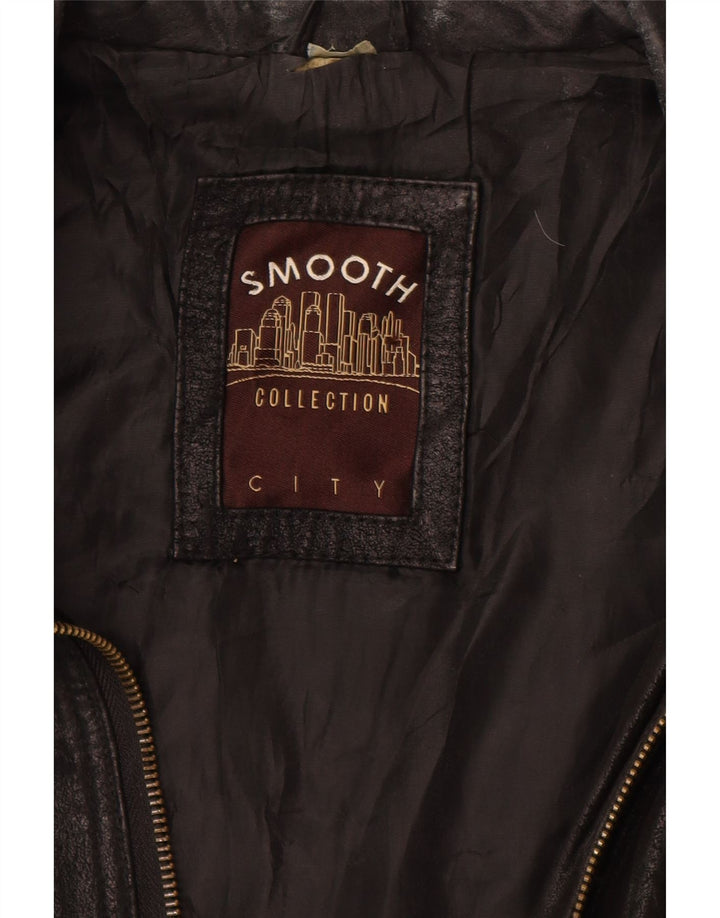 VINTAGE Herre læderjakke UK 40 Large Black Colourblock Læder