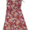 C & A Dame Ærmeløs A-Line Kjole EU 46 XL Rød Blomster Polyester