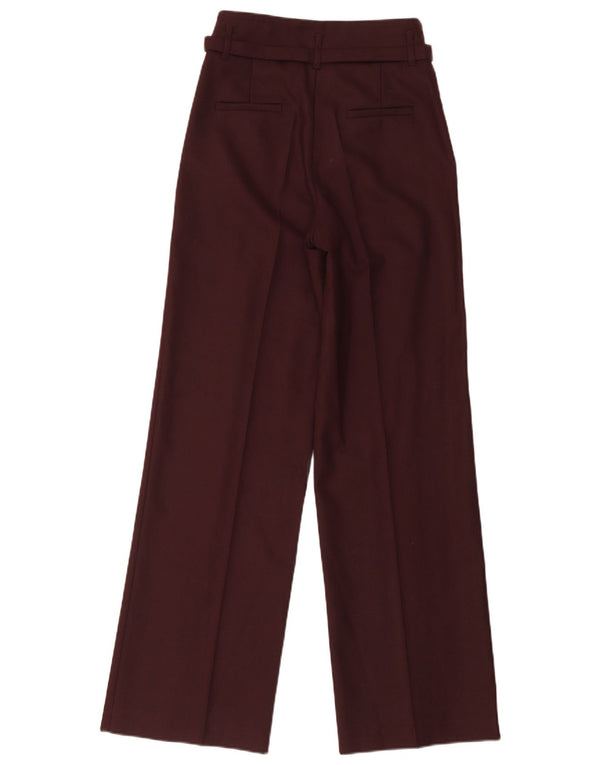 Massimo Dutti Kvinder Casual Bukser med brede ben EU 36 XS W26 L33 Burgundy