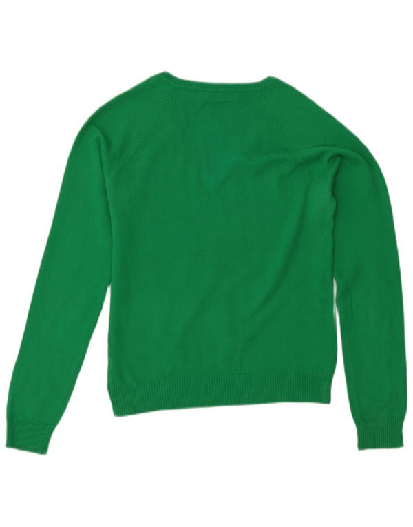 Zara Womens Crop V-hals sweater UK 12 Medium Green Bomuld