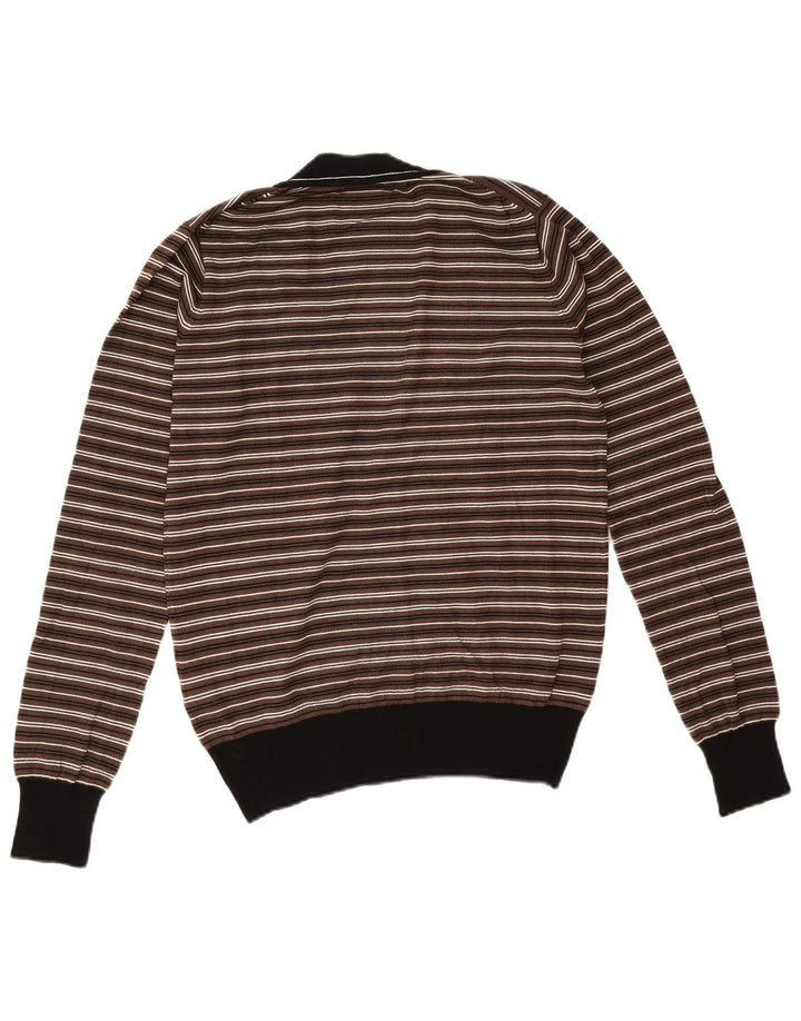 Gaudi herre cardigan sweater Medium brun stribet viskose