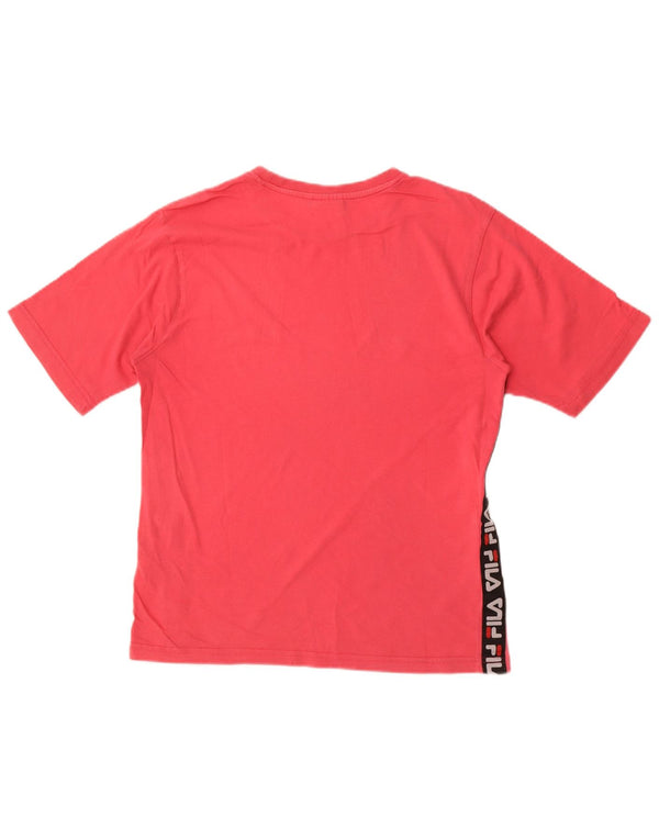 Fila Grafisk T-shirt top til kvinder UK 14 Medium Pink Colourblock Bomuld