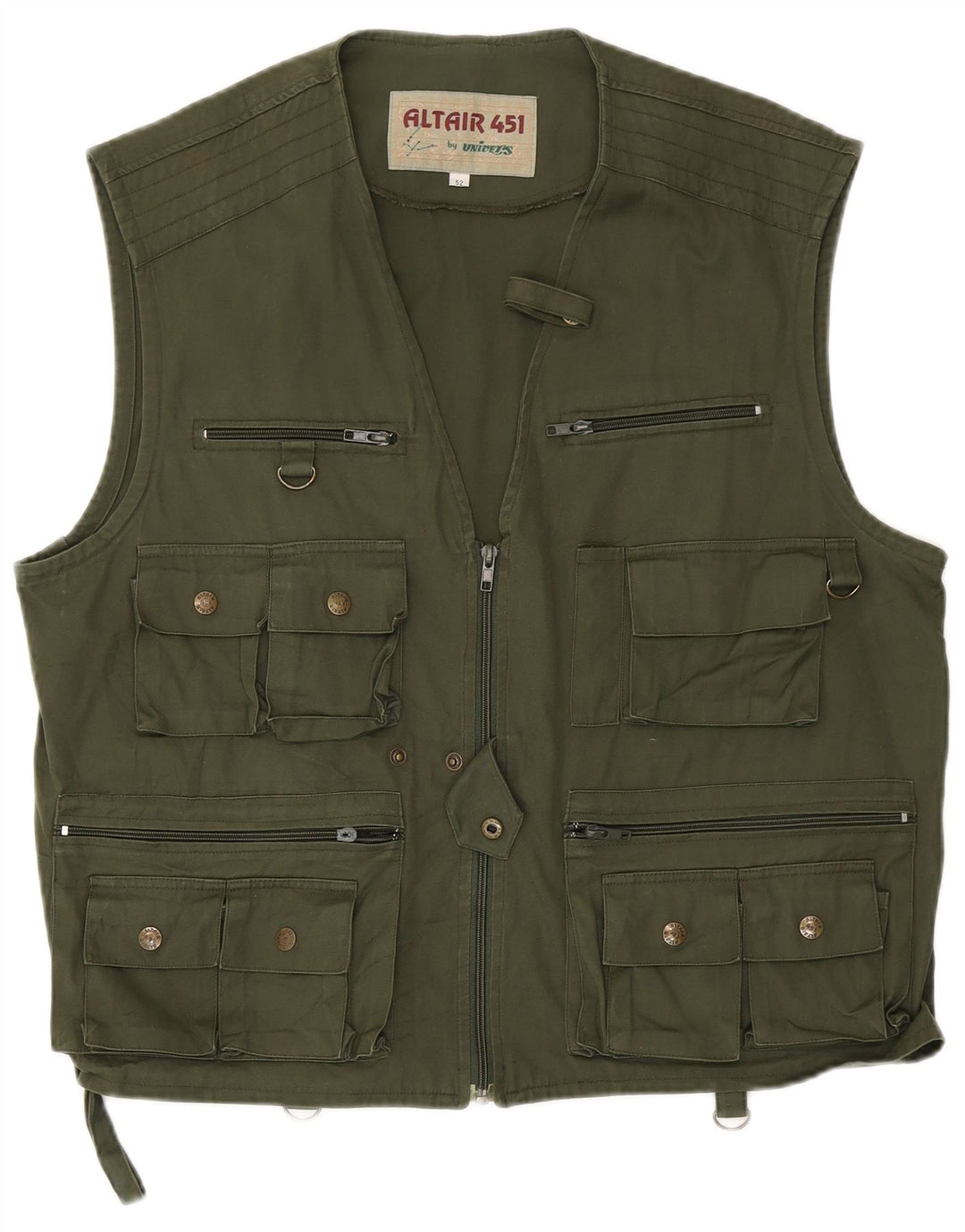 Vintage Herre Utility Gilet IT 52 XL Grøn Bomuld