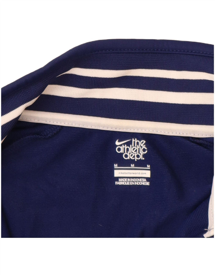 NIKE Womens Graphic Tracksuit Top Jacket UK 14 Medium Navy Blue Polyester