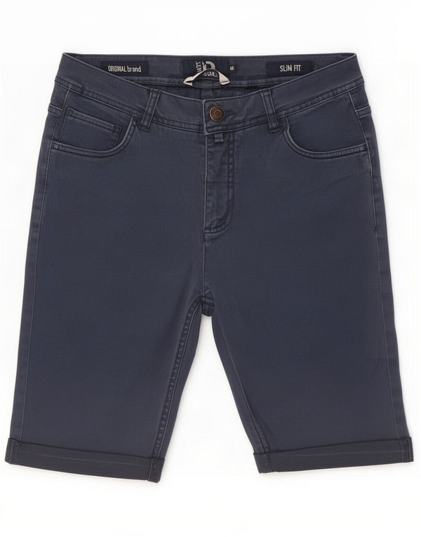 Dack's Mens Slim Fit Casual Shorts IT 44 XS W28 Navy Blue Cotton