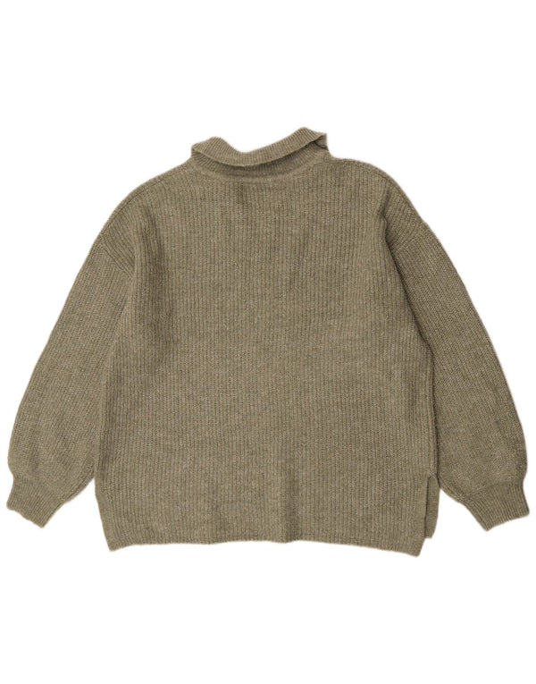 Marks & Spencer Dame Oversized Polo Neck Jumper Sweater UK 16 Large Khaki