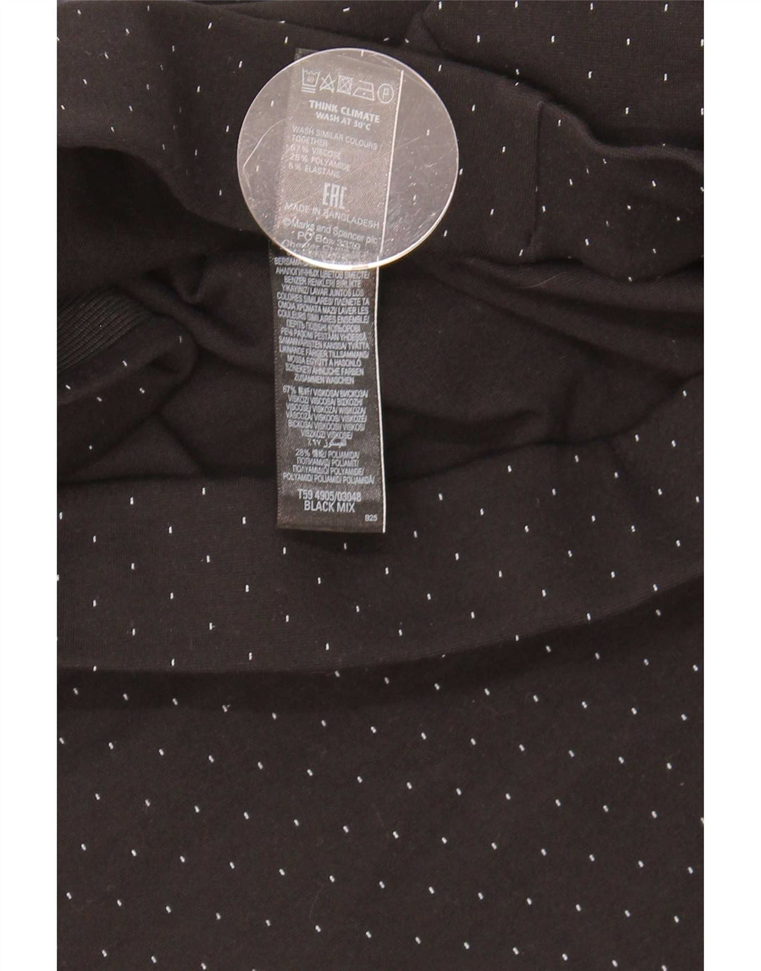 Marks & Spencer Pencil Nederdel til kvinder UK 12 Medium W30 Sort plettet viskose