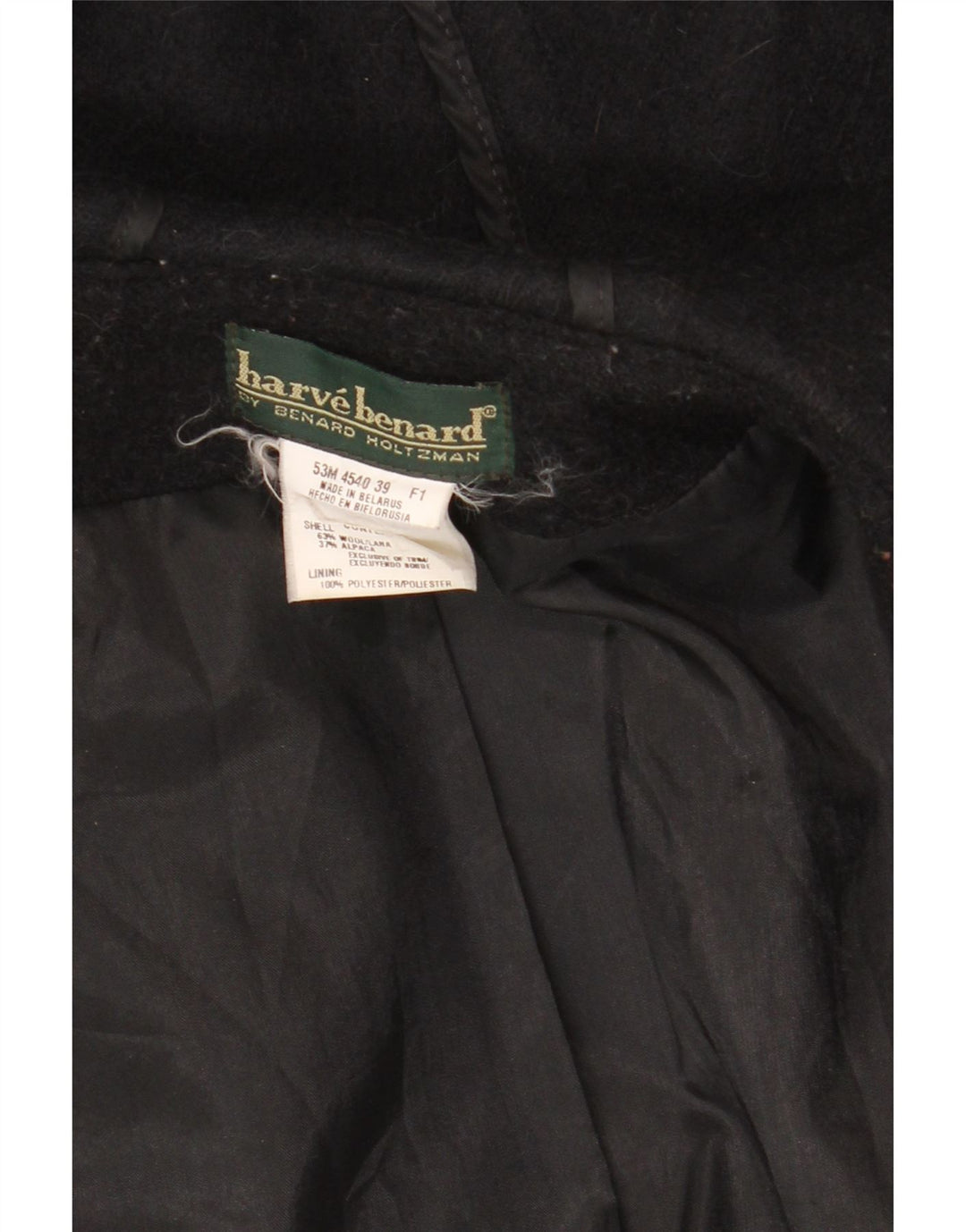 Harve Benard Dame Oversized Hooded Duffel Coat UK 16 Large Black Wool