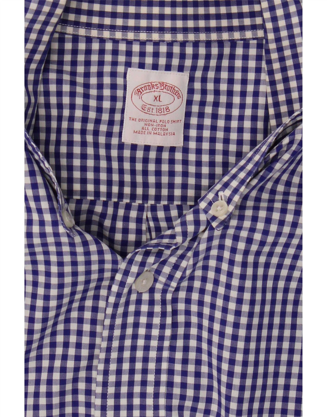 Brooks Brothers Herreskjorte XL Blå Gingham Bomuld