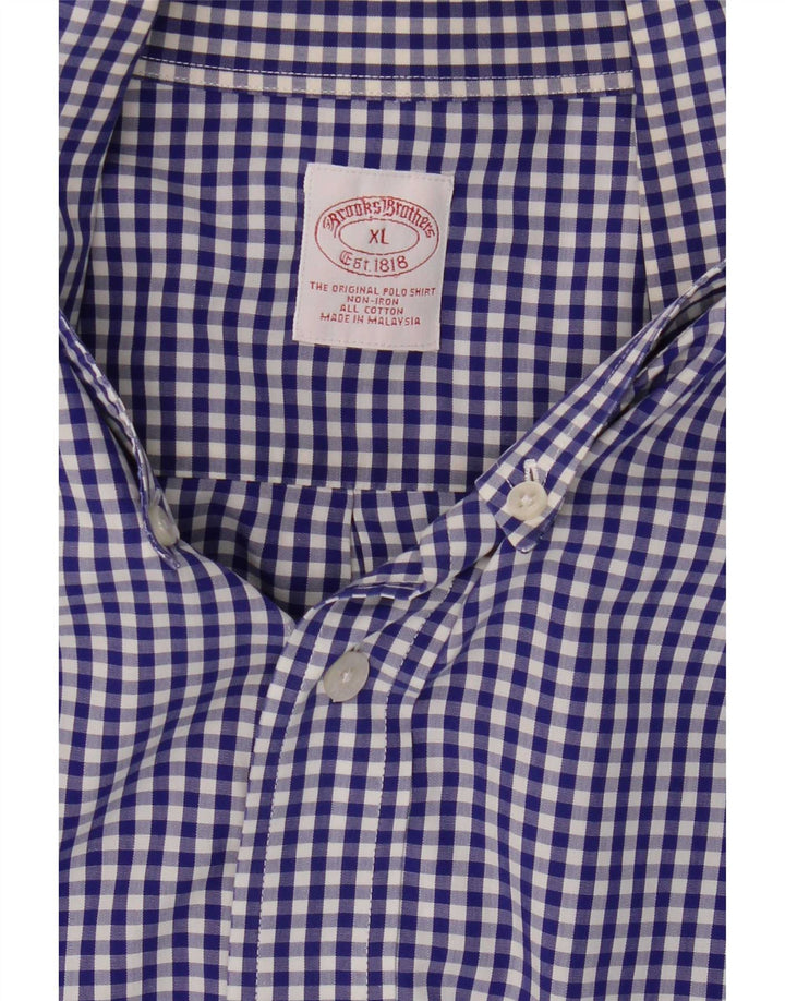 Brooks Brothers Herreskjorte XL Blå Gingham Bomuld