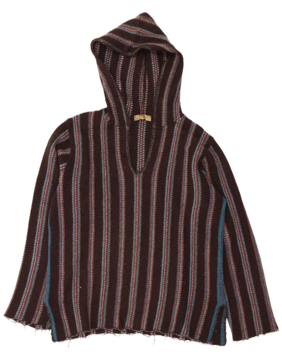 Zara Herre Hættetrøje Sweater Stor Brun Stribet Uld