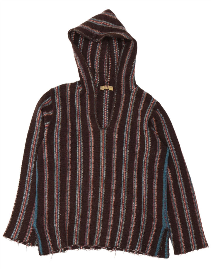 Zara Herre Hættetrøje Sweater Stor Brun Stribet Uld