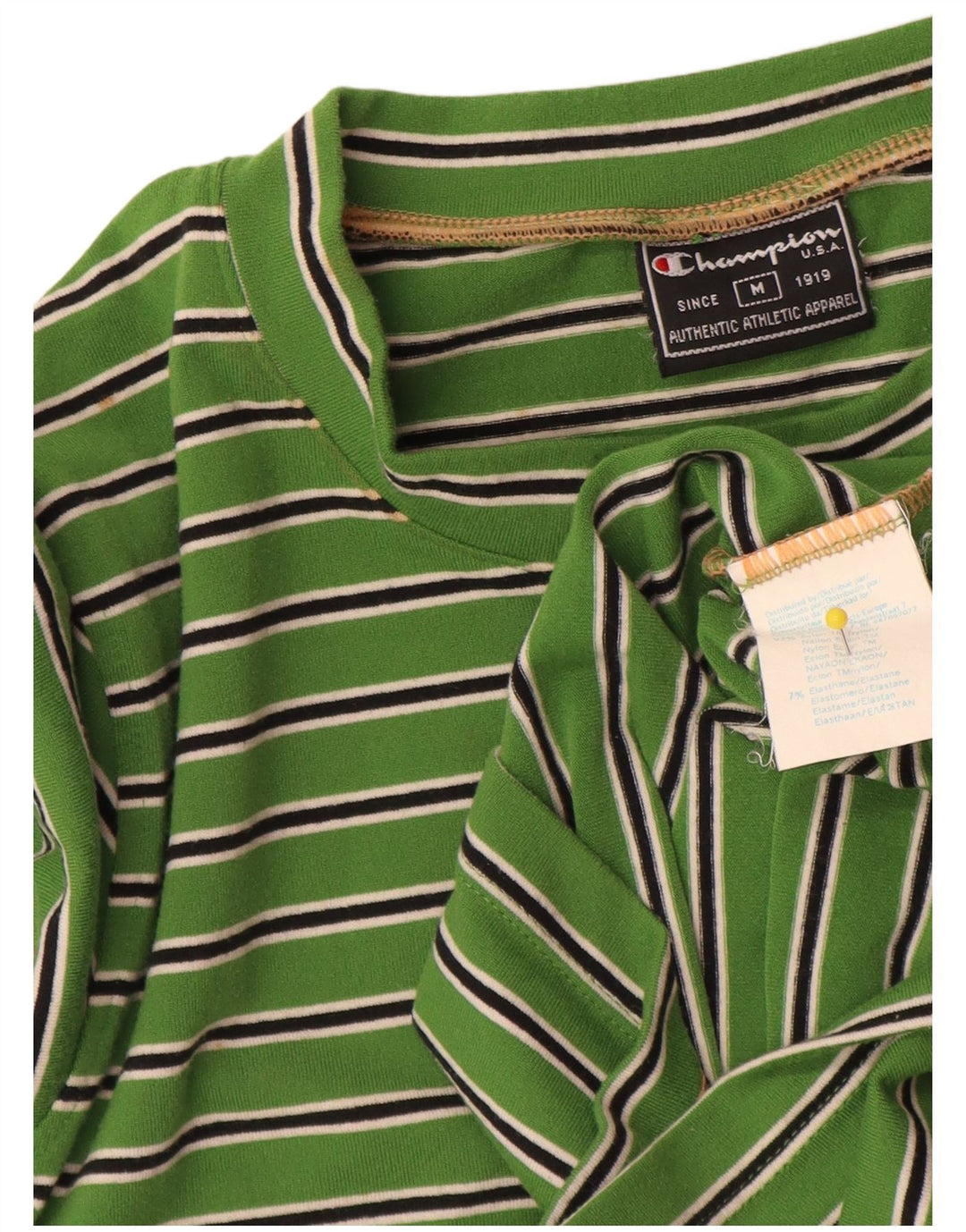 Champion Dame Top Langærmet UK 12 Medium Grøn Stribet Nylon