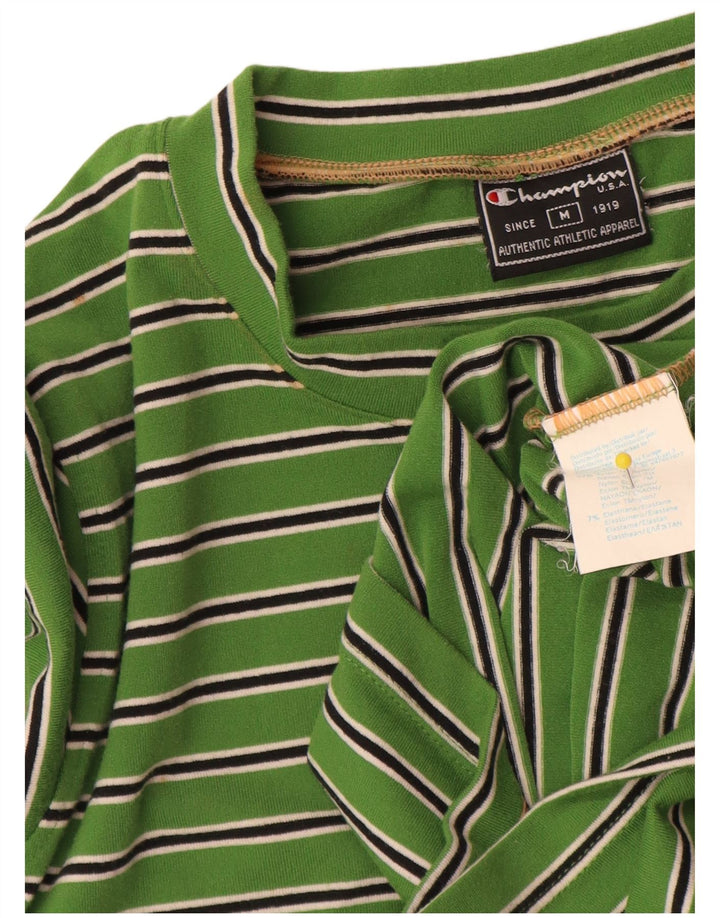 Champion Dame Top Langærmet UK 12 Medium Grøn Stribet Nylon