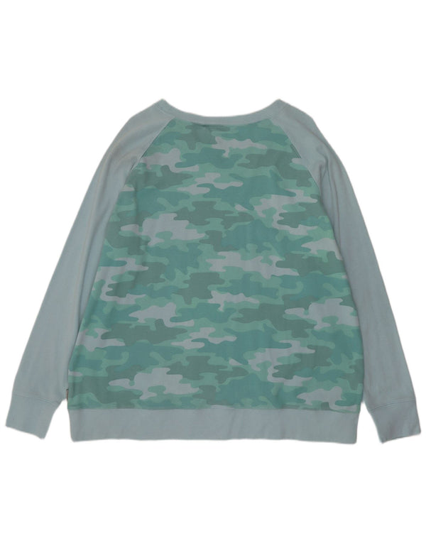 Eddie Bauer Dame Sweatshirt Jumper UK 20 2XL Blå Camouflage Bomuld