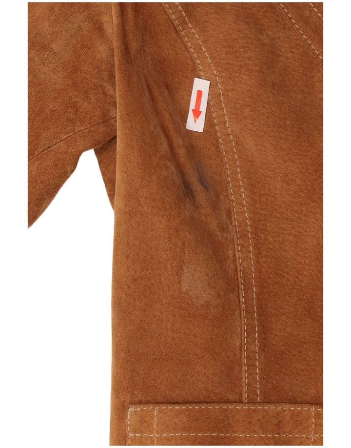 Gipsy Dame 2-knaps Ruskind Blazer Jacket UK 10 Lille brunt læder