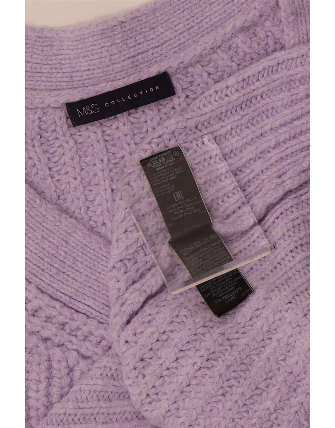 Marks & Spencer Dame Oversized V-hals sweater UK 14 Medium Lilla