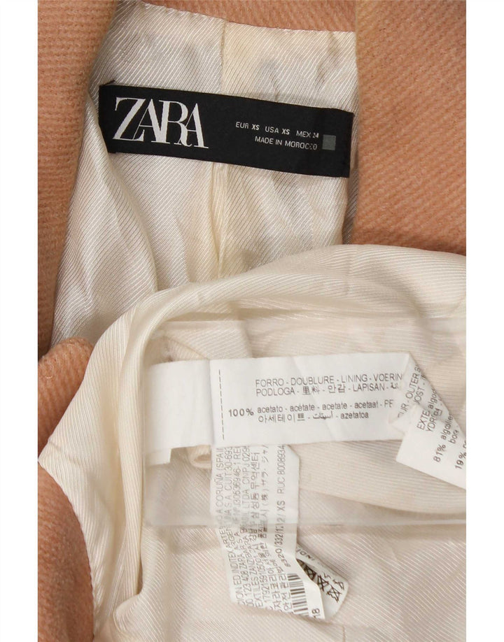 Zara Dame Oversized Dobbeltradet Frakke UK 6 XS Pink Bomuld