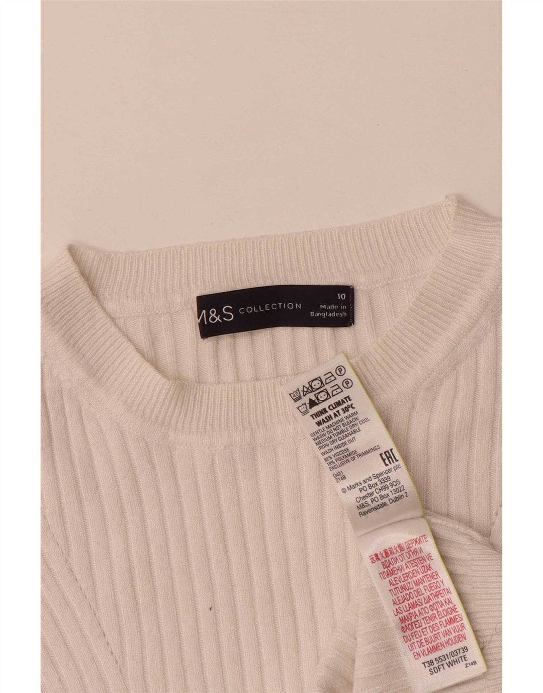 Marks & Spencer Dame Boat Neck Jumper Sweater UK 10 Small White
