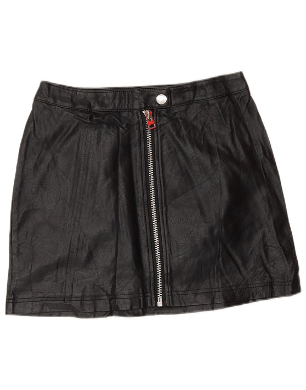 Topshop Womens Petite imiteret læder mininederdel UK 8 Small W26 Black