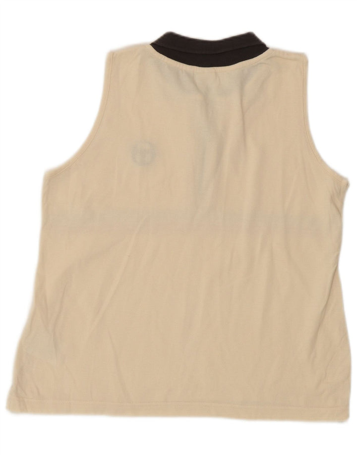 Sergio Tacchini Dame Polo Shirt UK 10 Small Off White Colourblock