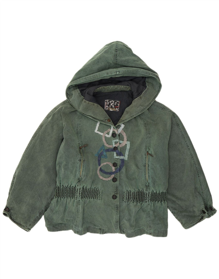 Ernestina Cerini Dame Hættevindjakke IT 46 Stor Grøn 90'erne