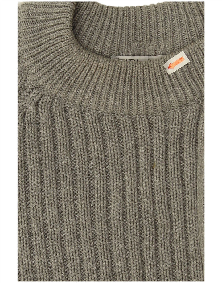 Zara Dame Crop Rundhals Jumper Sweater UK 14 Medium Grey Bomuld