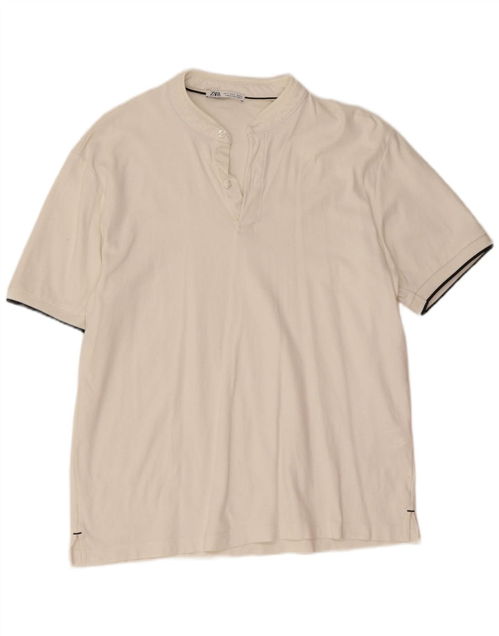 Zara herre polo shirt lille hvid bomuld