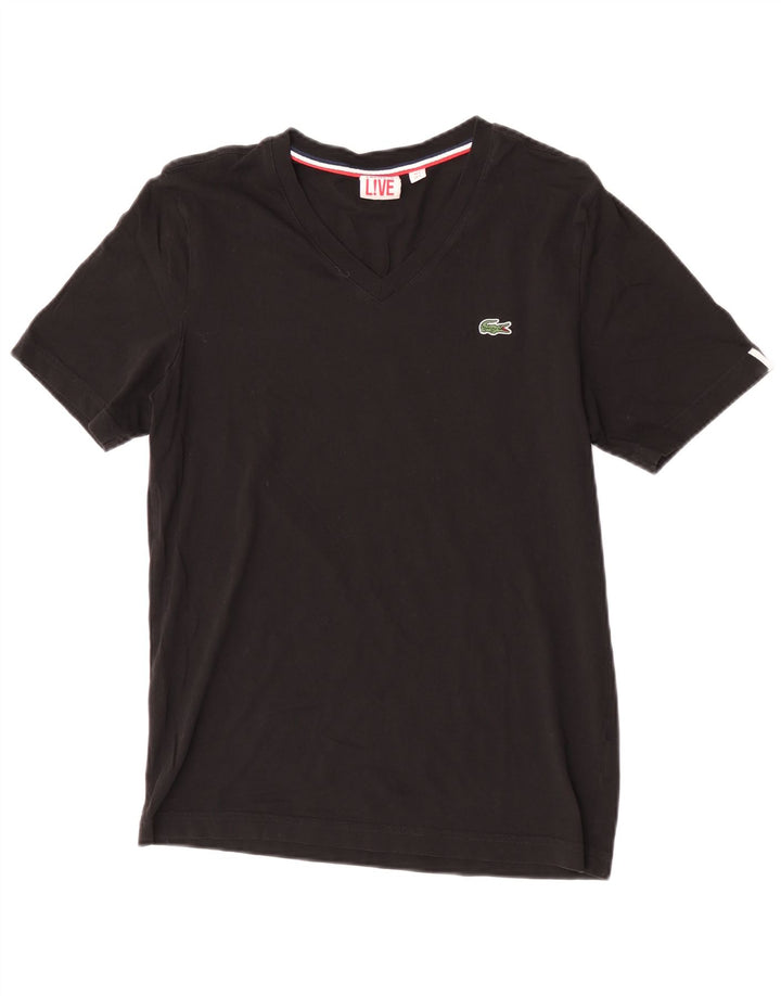 Lacoste Herre T-Shirt Top størrelse 3 Lille sort bomuld