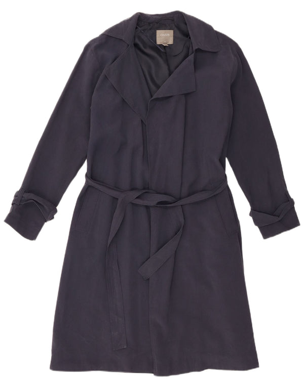 Oasis Womens Trench Coat UK 6 XS Navy Blue Viscose