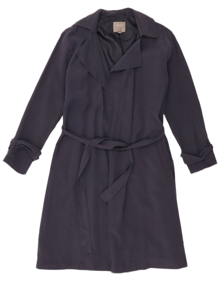 Oasis Trench Coat til kvinder UK 6 XS Navy Blue Viscose