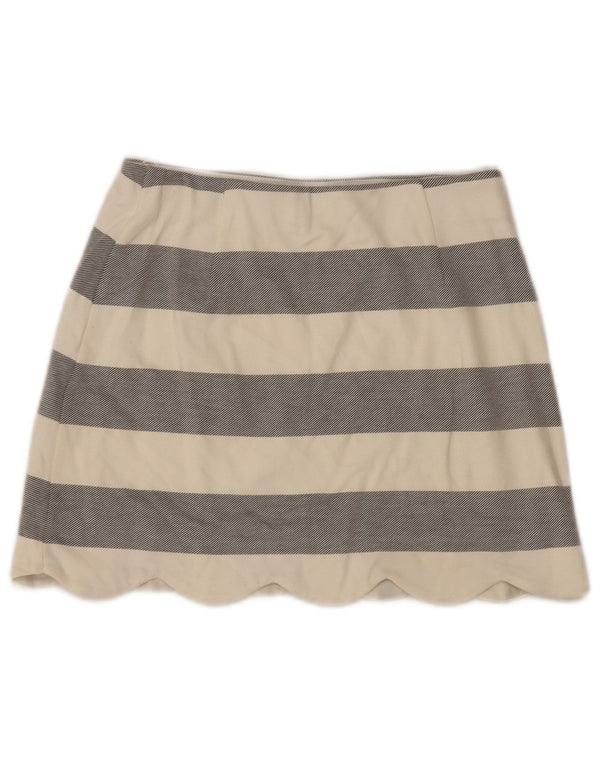 Topshop Womens Mini Skirt UK 10 Small W28 Off White Striped Viscose