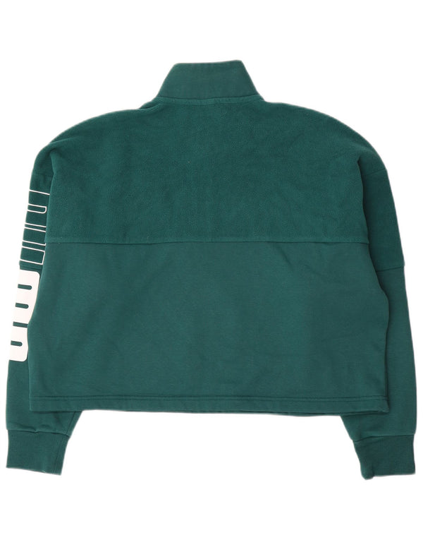 Puma Womens Oversized Crop Graphic Sweatshirt Jumper UK 16 Large Green