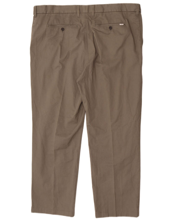 Marks & Spencer Straight Chino-bukser til mænd W44 L31 Khaki Bomuld
