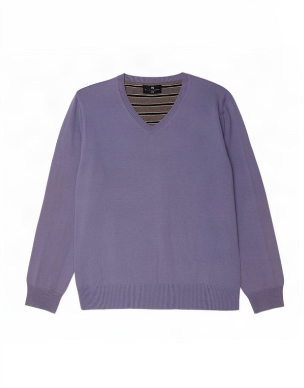 Marks & Spencer Herre Blue Harbor V-hals sweater Stor lilla bomuld
