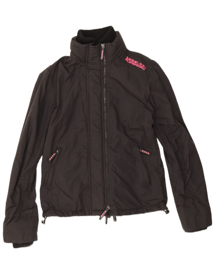 Superdry Womens Bomber Jacket UK 16 Large Black Nylon