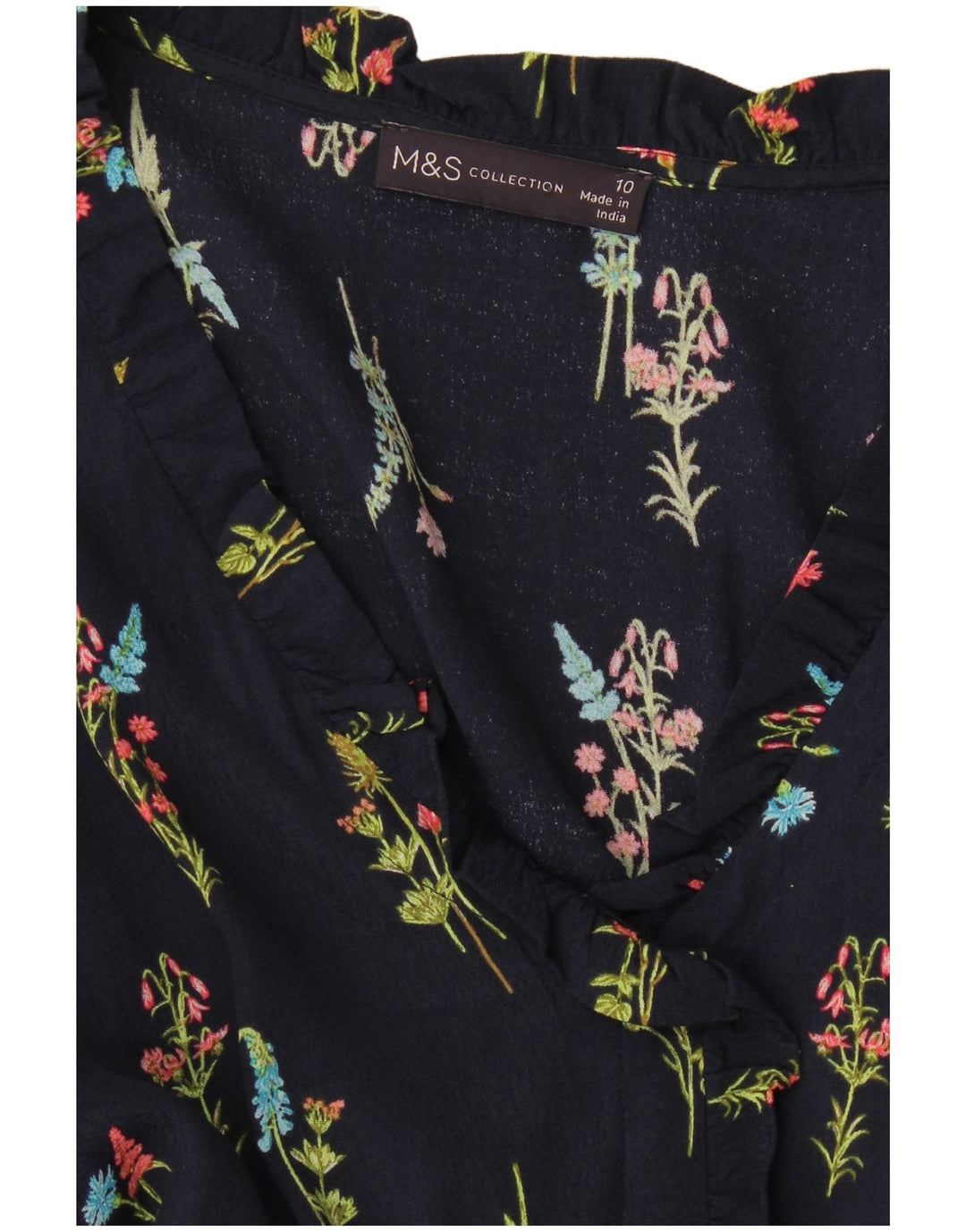 Marks & Spencer Dame Langærmet A-Line Kjole UK 10 Small Navy Blue