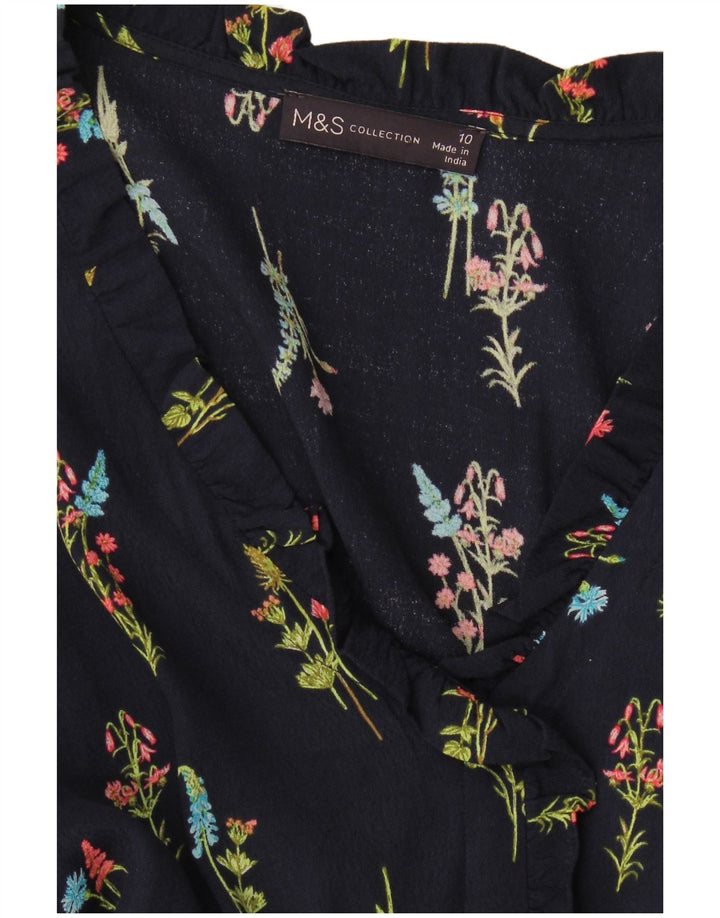 Marks & Spencer Dame Langærmet A-Line Kjole UK 10 Small Navy Blue