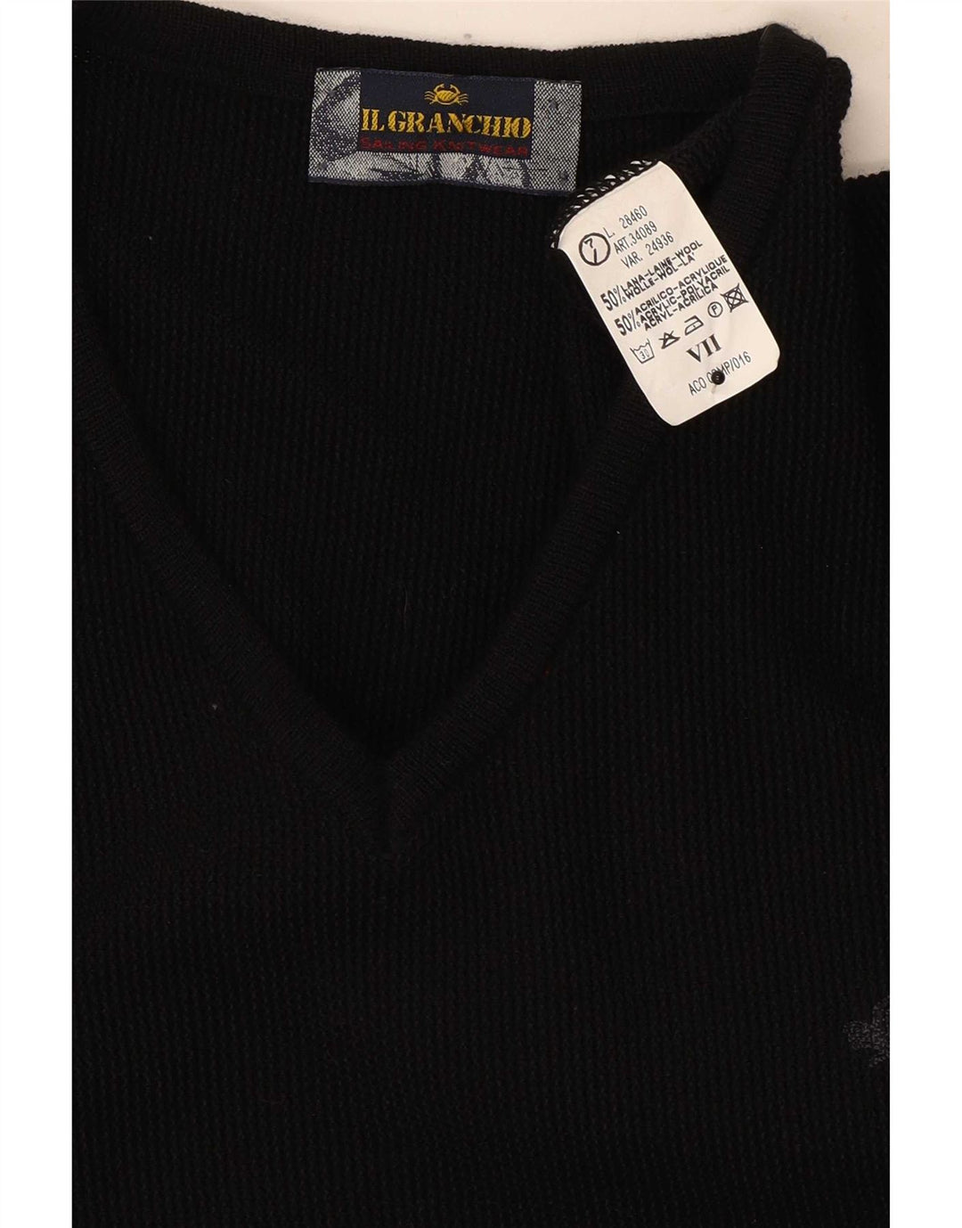 Il Granchio Herre V-hals sweater Stor sort uld