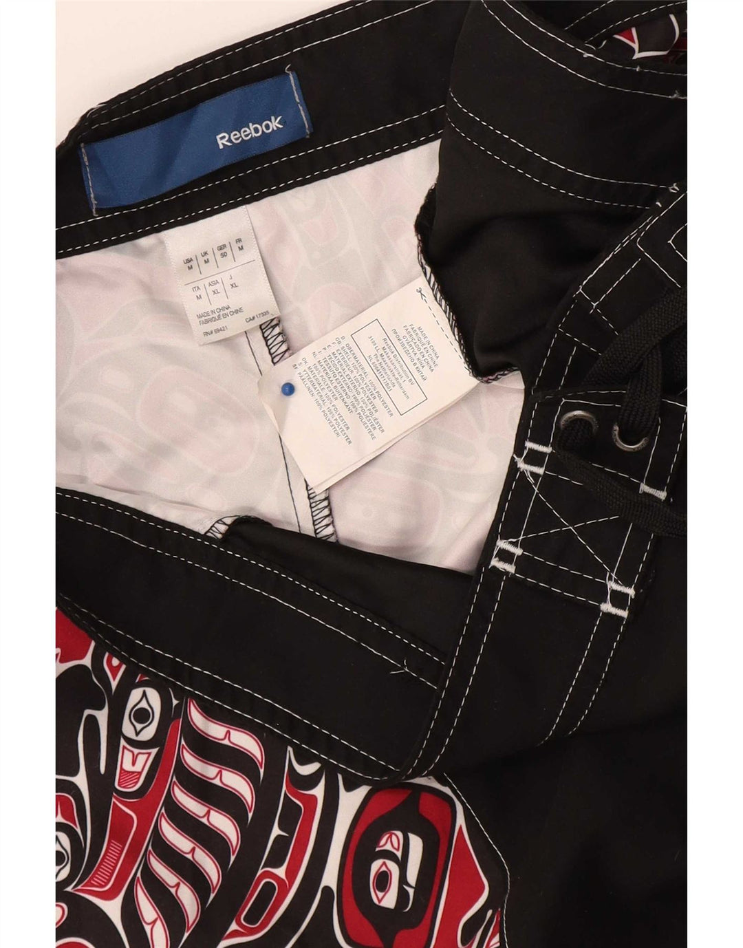 Reebok Badeshorts til mænd mellem sort geometrisk polyester