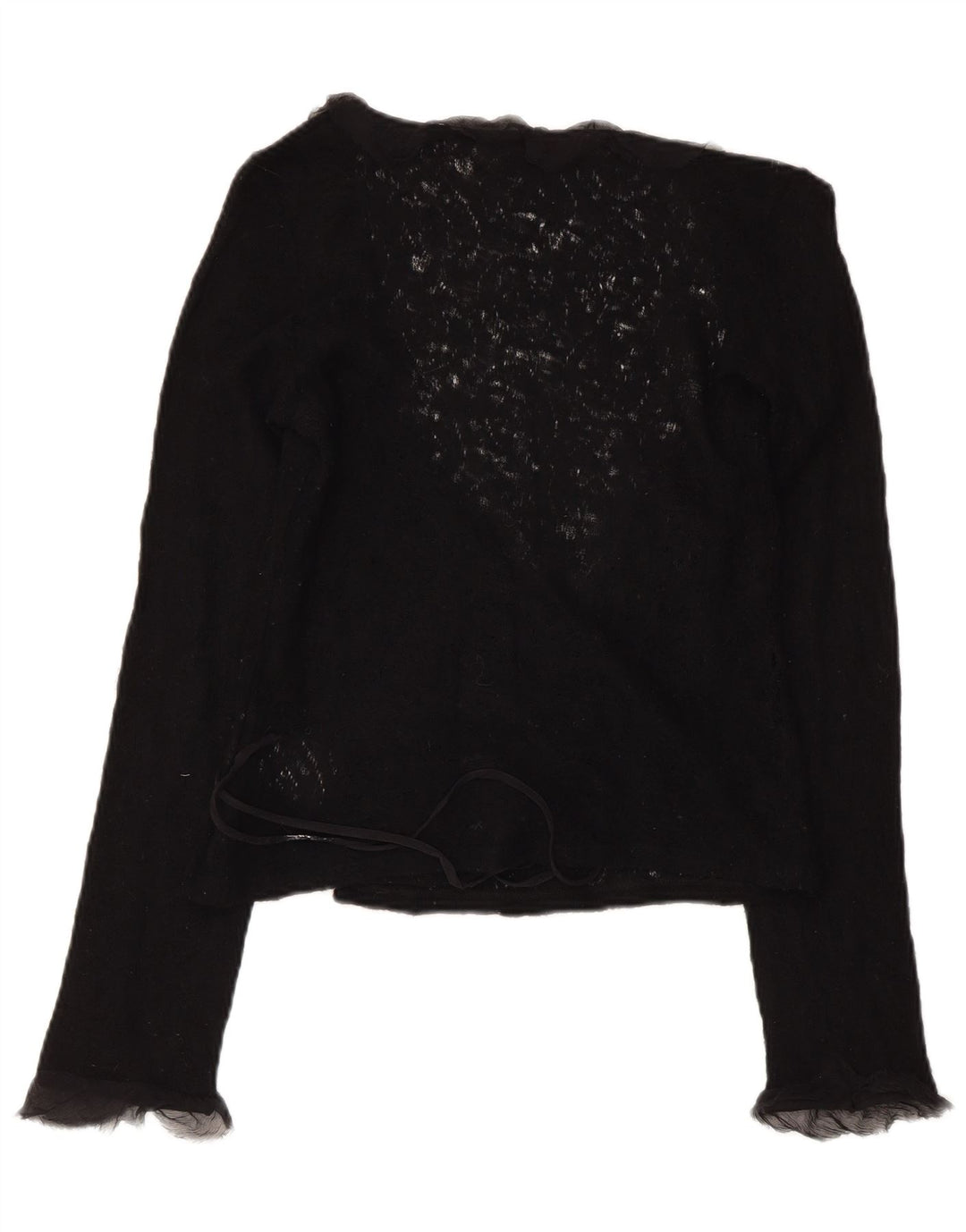 Max & Co. Womens Crop Wrap Cardigan Sweater UK 14 Large Black Virgin Wool
