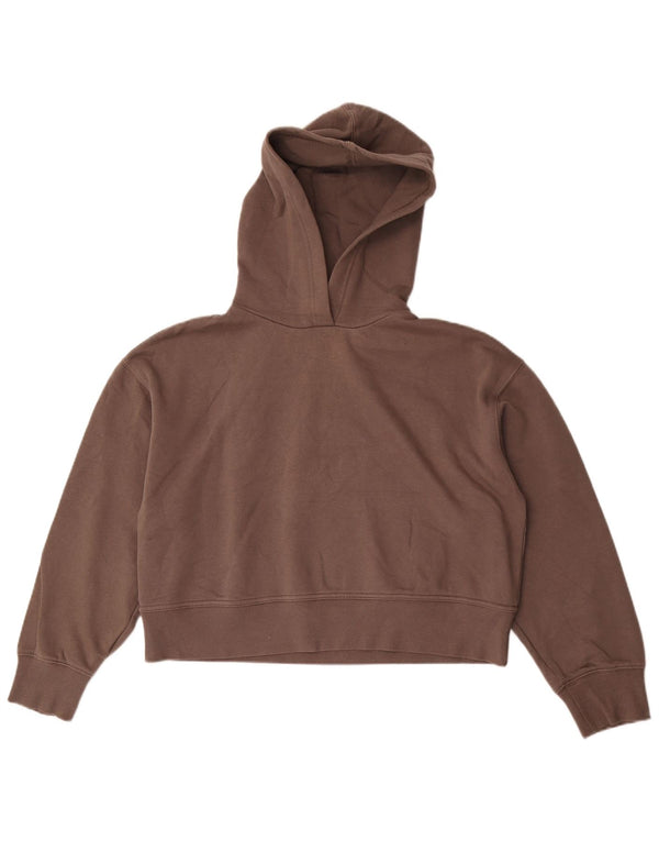 Zara Womens Crop Oversized hættetrøje Jumper UK 14 Medium Brown Bomuld
