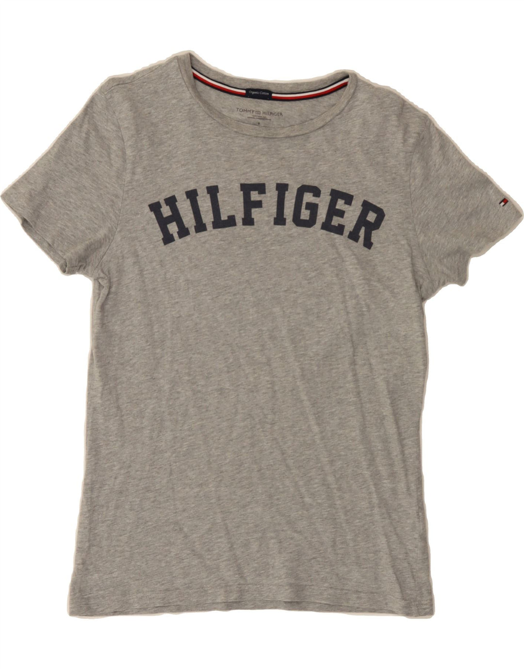 TOMMY HILFIGER Mens Graphic T-Shirt Top Small Grey Cotton Vintage Tommy Hilfiger and Second-Hand Tommy Hilfiger from Messina Hembry 