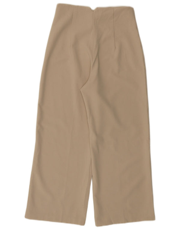Zara Kvinder Højtaljede Brede Ben Cropped Bukser Medium W28 L25 Beige