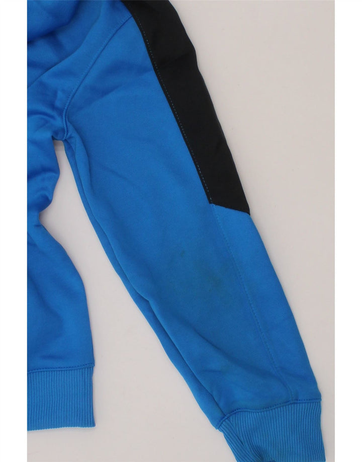 REEBOK Boys Graphic Hoodie Jumper 4-5 Years Blue Colourblock Polyester Vintage Reebok and Second-Hand Reebok from Messina Hembry 