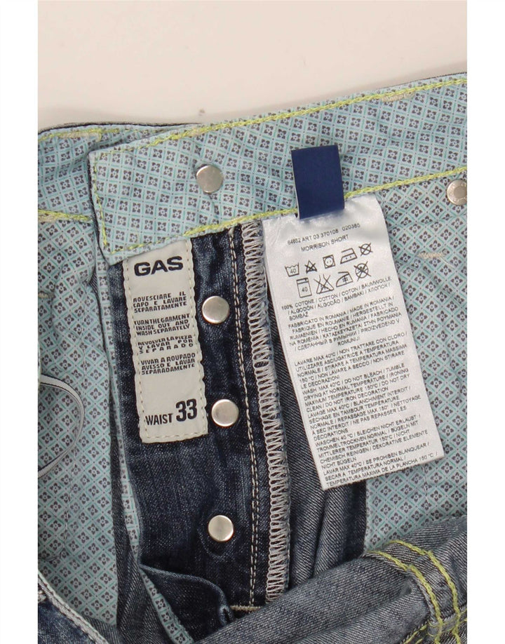 Gas Herre Denim Shorts W33 Medium Blue Cotton