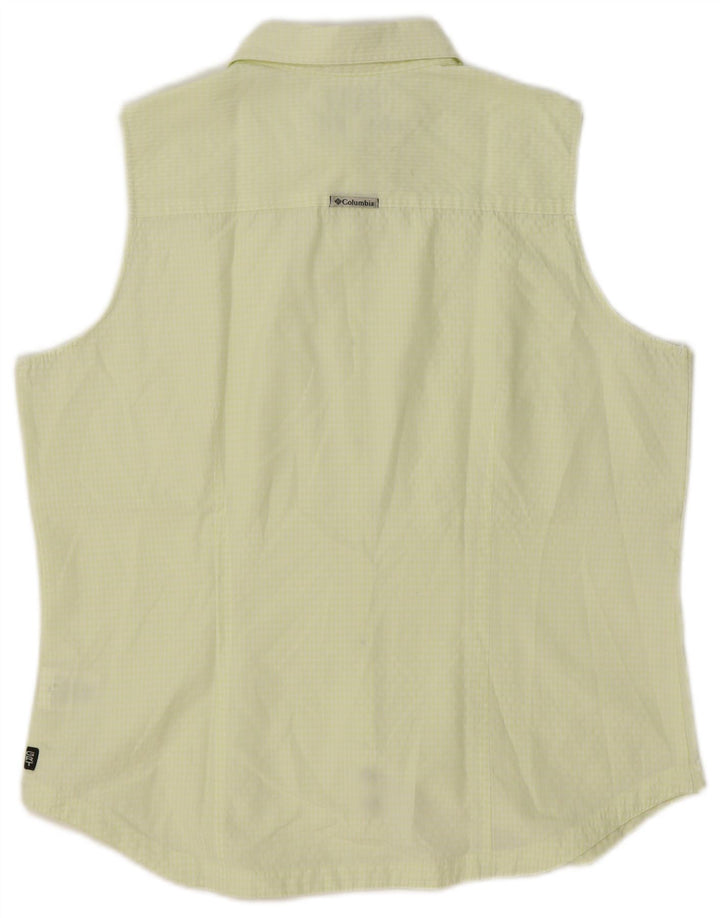 COLUMBIA Womens Sleeveless Shirt UK 16 Large Yellow Gingham Rayon
