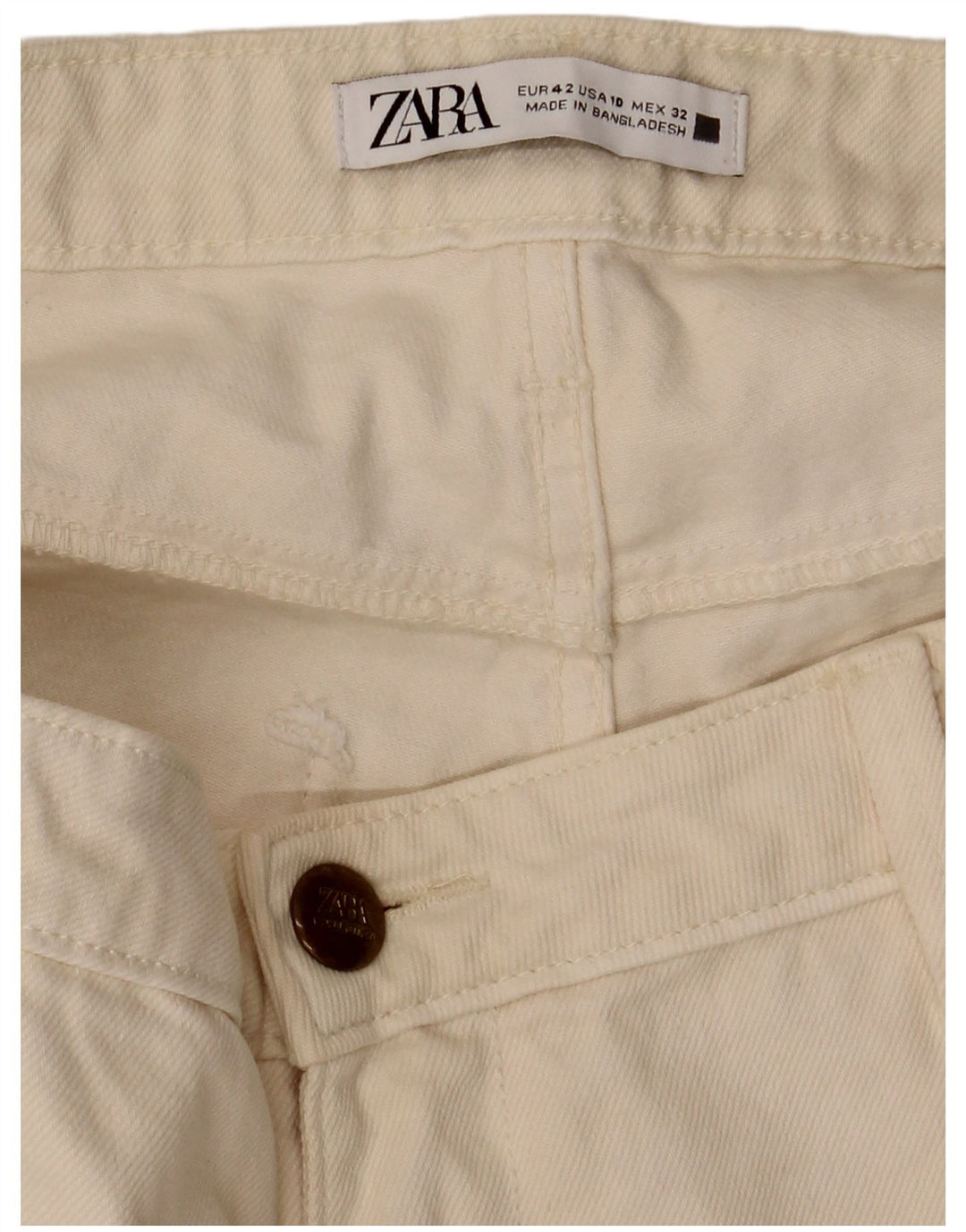 Zara Womens Crop Cropped Jeans EU 42 Large W34 L25 Off White
