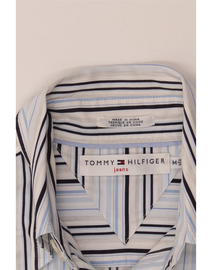 TOMMY HILFIGER Womens Formal Shirt UK 12 Medium Blue Striped Cotton Vintage Tommy Hilfiger and Second-Hand Tommy Hilfiger from Messina Hembry 